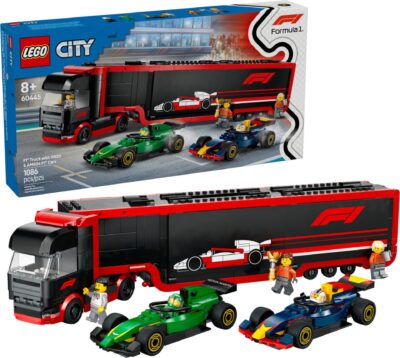 LEGO® City 60445 - Camion F1® cu masinile F1® RB20 si AMR24