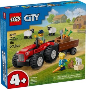 60461-1 LEGO® City 60461 - Tractor de ferma rosu cu remorca si oi