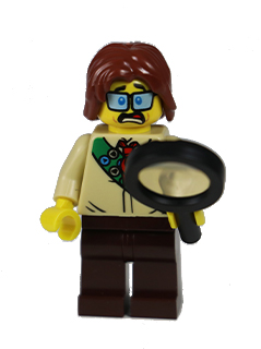 BAM5Q32022 Lego Minifigures - Cercetas cu Esarfa Verde si Lupa