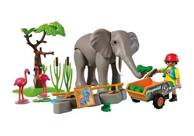 72068_product_detail Playmobil Animals & Friends PM72068 - Ingrijitor zoo cu elefant (Promo Pack) #72068